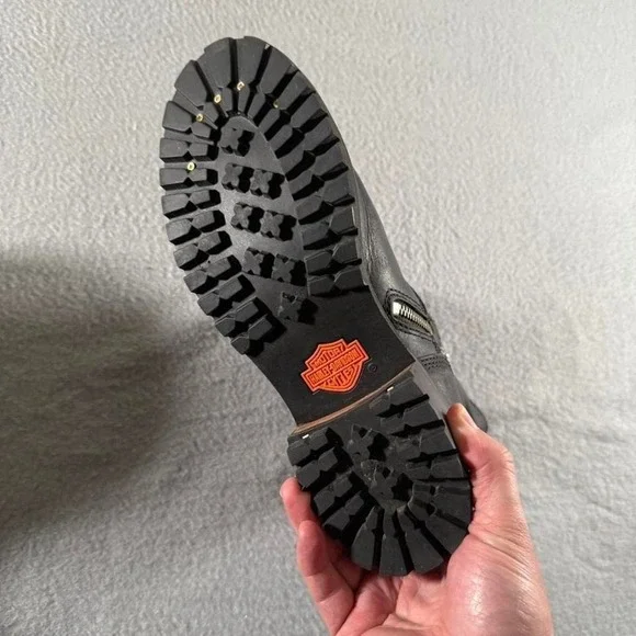 Women's Harley Davidson Black Leather Buckle Motorcycle Boots Biker Grunge 7 - Picture 6 of 7